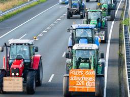 Boeren op de snelweg op weg naar het protest eind oktober (archieffoto: Jack Brekelmans).