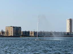 De fontein in de Binnenschelde staat weer aan. (Foto: Robert te Veele)