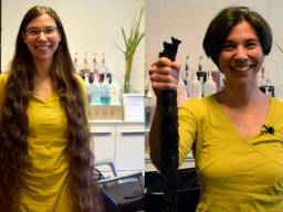 Georgina met en zonder haar lange lokken. (foto: Raymond Merkx)