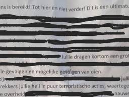 Verschillende boerenactieclubs ontvingen deze dreigbrief.