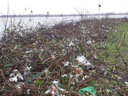 De Noordwaard ligt vol plastic (Foto: boswachter Arie).