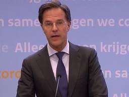 Rutte tijdens de persconferentie.