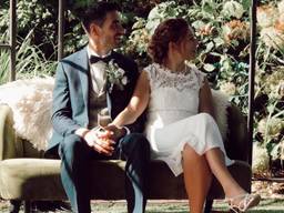 Martijn en Chantal op hun trouwdag.
