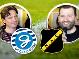 Geert Jan Kettelarij (De Graafschap) en Leon Deckers (NAC).