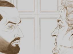 Twee verdachten in de rechtbank (tekening: Adrien Stanziani)