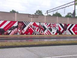 Hij is af! De enorme graffiti-muurschildering aan de PSV-laan bij het Philips Stadion in Eindhoven