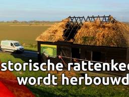 Door brand verwoeste historische rattenkeet in de Biesbosch wordt herbouwd