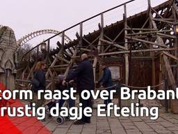 Bezoekers van de Efteling profiteren van de korte wachtrijen door de aangekondigde storm.