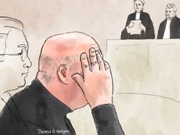 Willem V. woensdag in de rechtszaal (rechtbanktekening: Theresa Hartgers).