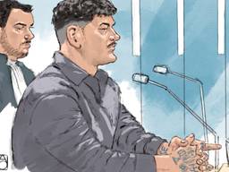 Rechtbanktekening van Justin B. (Tekening: ANP / ALOYS OOSTERWIJK).