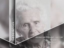 Gedenkhoek voor oma Janske van Breugel-van Lier.