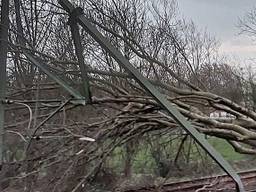 Stormschade op het spoor (foto: Twitter ProRail).