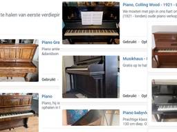 Overschot aan piano's op Marktplaats