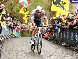 Mathieu van der Poel soleert naar de overwinning in de Ronde van Vlaanderen (Foto: ANP)
