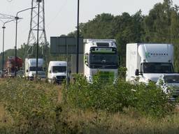 Het verkeer in Uden stond helemaal vast (foto: Dtv Nieuws)