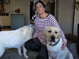 Nicole van de Kooij in haar natte woning in Breda. (foto: Raoul Cartens)