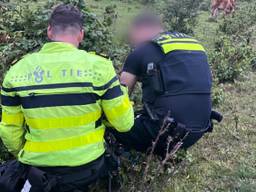 De jongen lag verstopt in een prikkelstruik (foto: Politie)