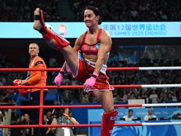 Valence Bickel pakte goud op The World Games (foto: ANP, Xinhua News Agency).