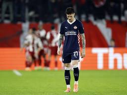 Dennis Man baalt na de 1-0 van Olympiakos (Foto: ANP)