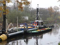 Lage baggerschepen kunnen nog net onder de bruggen van de Peelkanalen door.