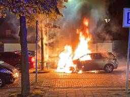 Vier auto's zijn in de nacht van donderdag op vrijdag door een brand getroffen op een parkeerplaats in Helmond.