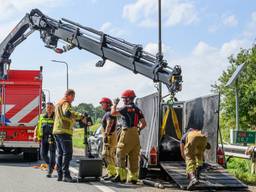 Paard zakt op snelweg door vloer trailer 