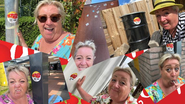 Christel de Laat maakt selfies met 'Samen de zomer door' stickers