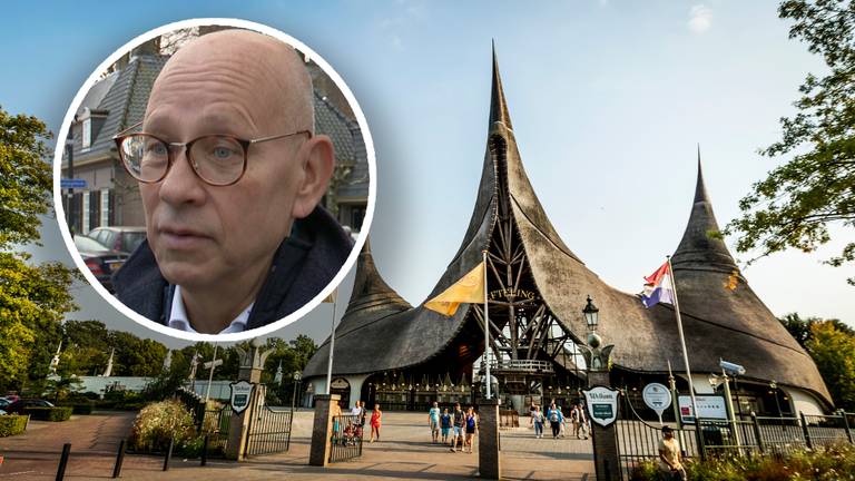 Oud-wethouder Gerard Bruijniks en de hoofdingang van de Efteling (foto: Omroep Brabant)