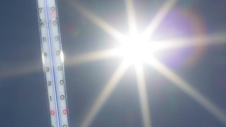 Thermometer in de hitte (foto: Ab Donker )