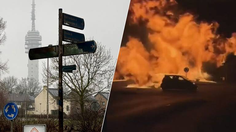 De 'verkoolde' rotonde aan de Kennedylaan in Roosendaal (foto: Erik Peeters).