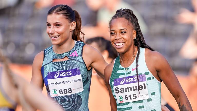 Demi van den Wildenberg (links) en Jamile Samuel tijdens het NK atletiek vorig jaar. (Foto: Andre Weening/Orange Pictures)