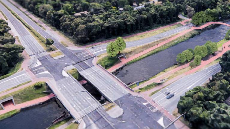 Zo zijn de fietspaden bij het kanaal in Best gepland (compositie: provincie Noord-Brabant).