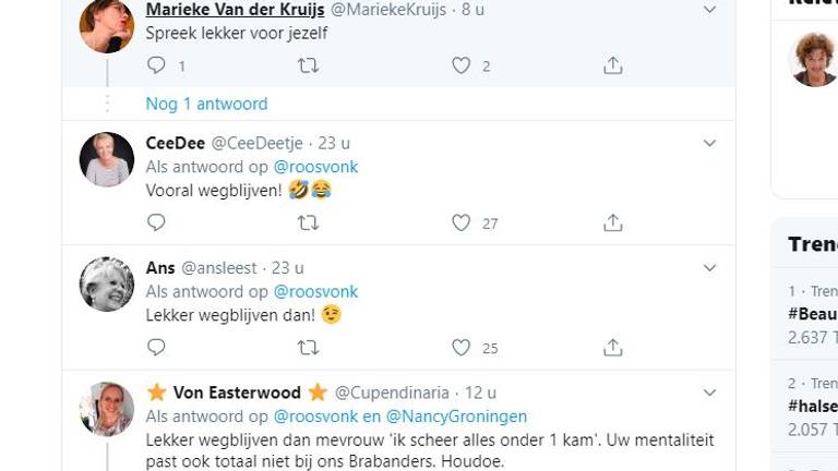 Reacties op Vonks tweet.