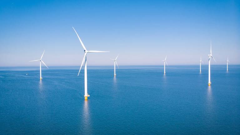 Het windmolenpark op de Noordzee 