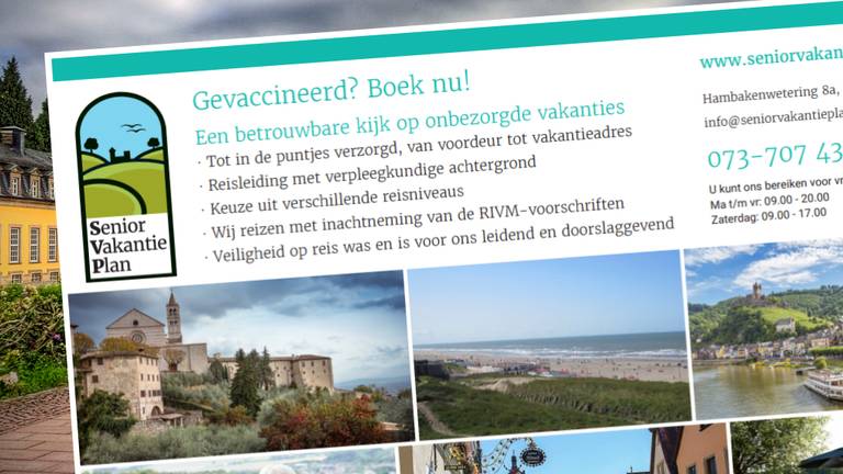 De advertentie van Senior Vakantie Plan.