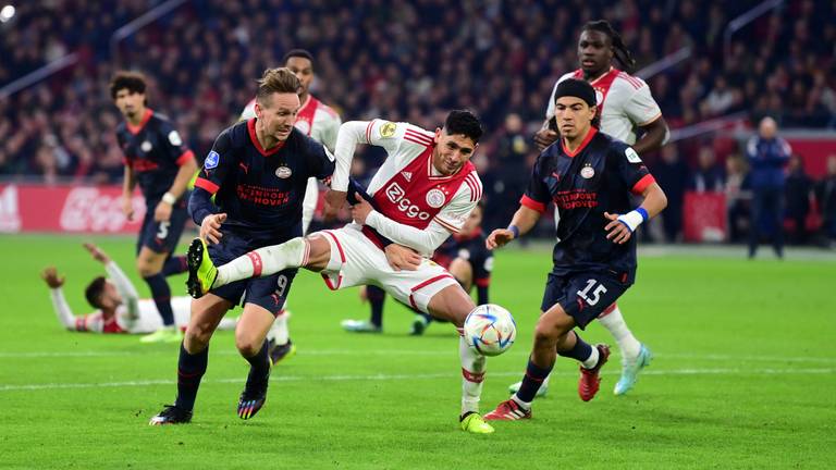 Luuk de Jong in duel met Edson Alvarez (Foto: ANP)