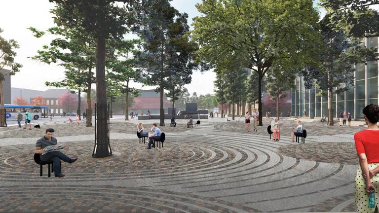 Gemeente Tilburg wil van het Willemsplein een Stadsforum maken en het Koningsplein moet Koningswei worden. (foto: ZUS i.o.v. gemeente Tilburg)