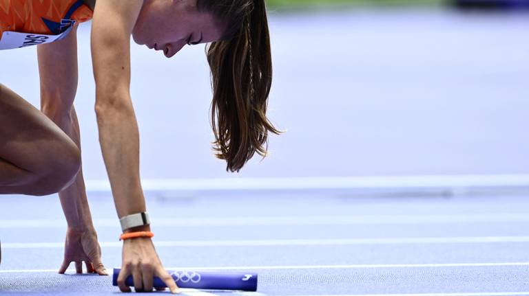 Eveline Saalberg klaar voor de start (foto: ANP 2024/Jewel Samad AFP).