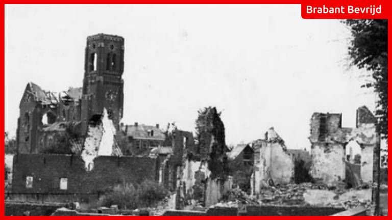 Het zwaar verwoeste Hedel in 1945 (foto: Regionaal Archief Rivierenland).