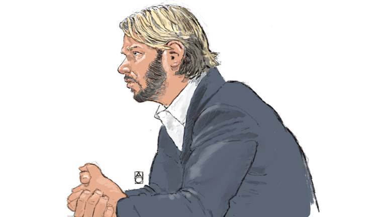 Thijs Römer, tijdens de rechtszaak (tekening: ANP).