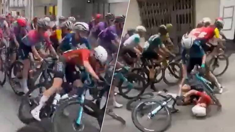 Aniek van Alphen komt hard ten val.