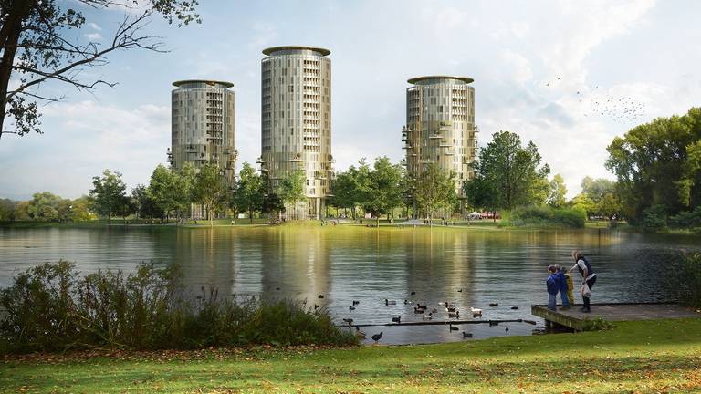 Een impressie van de torens in het Prins Hendrikpark in Den Bosch (foto: gemeente 's-Hertogenbosch)