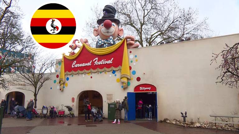 De Efteling haalt de vlag van Oeganda (rechts) uit Carnaval Festival (foto: Omroep Brabant).