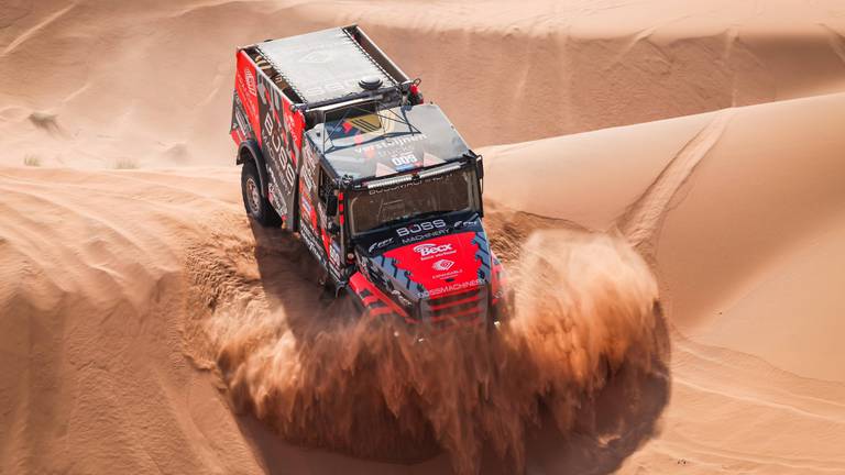 Janus van Kasteren in actie tijdens de tweede etappe van de Dakar Rally (Foto: ANP)