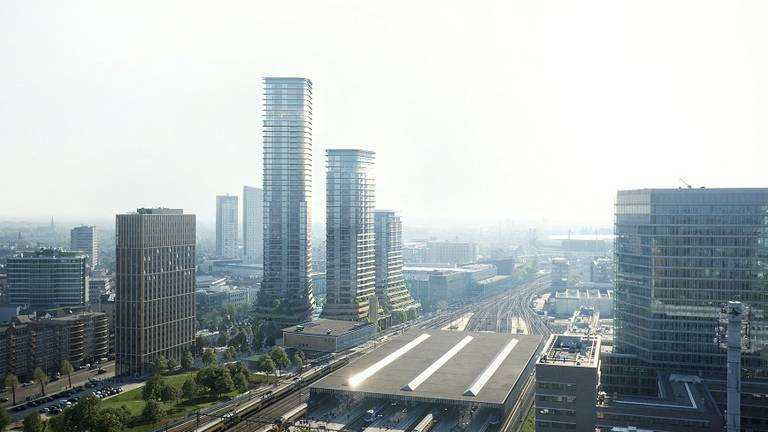 Zo moet de hoogste woontoren District-E er uit gaan zien (foto: gemeente Eindhoven).