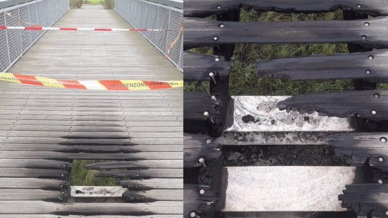 De in brand gestoken brug (foto: gemeente Sint-Michielsgestel).