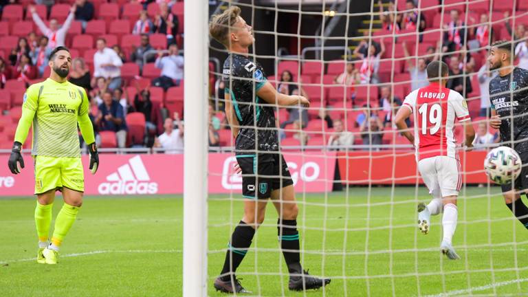 Teleurstelling bij RKC-spelers na een tegentreffer op bezoek bij Ajax (foto: OrangePictures).