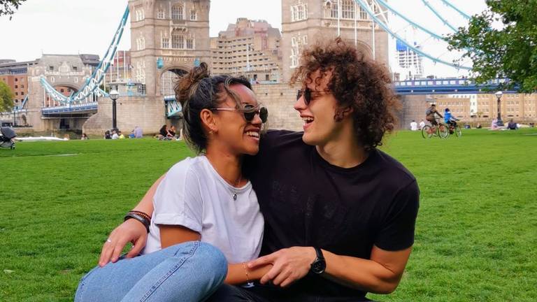 Tionne en Joep op citytrip in Londen (foto: Privé).