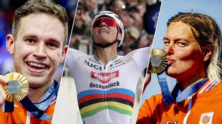 Harrie Lavreysen, Mathieu van der Poel en Sharon van Rouwendaal zijn genomineerd (foto's: ANP)