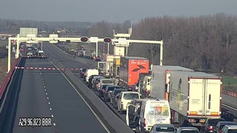 Doembeeld: filevorming op de Haringvlietbrug (foto: Rijkswaterstaat).